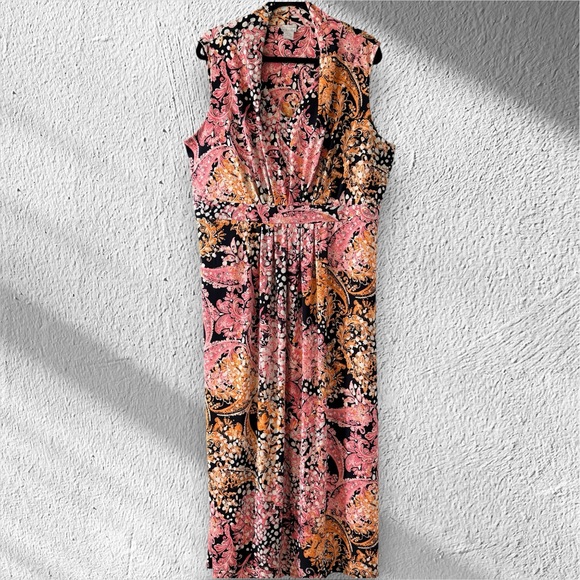 Chico’s Women’s Size 3 16/18 Paisley Print Maxi Dress Sleeveless Resort Cruise - Picture 1 of 8
